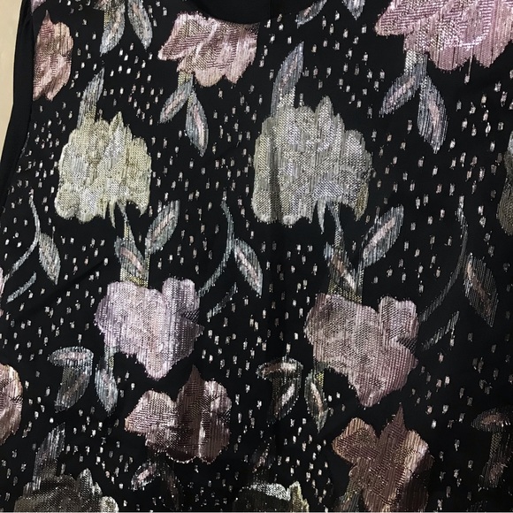Vintage 80’s Metallic Floral Long Sleeve Blouse Size 10 Medium - Picture 2 of 7